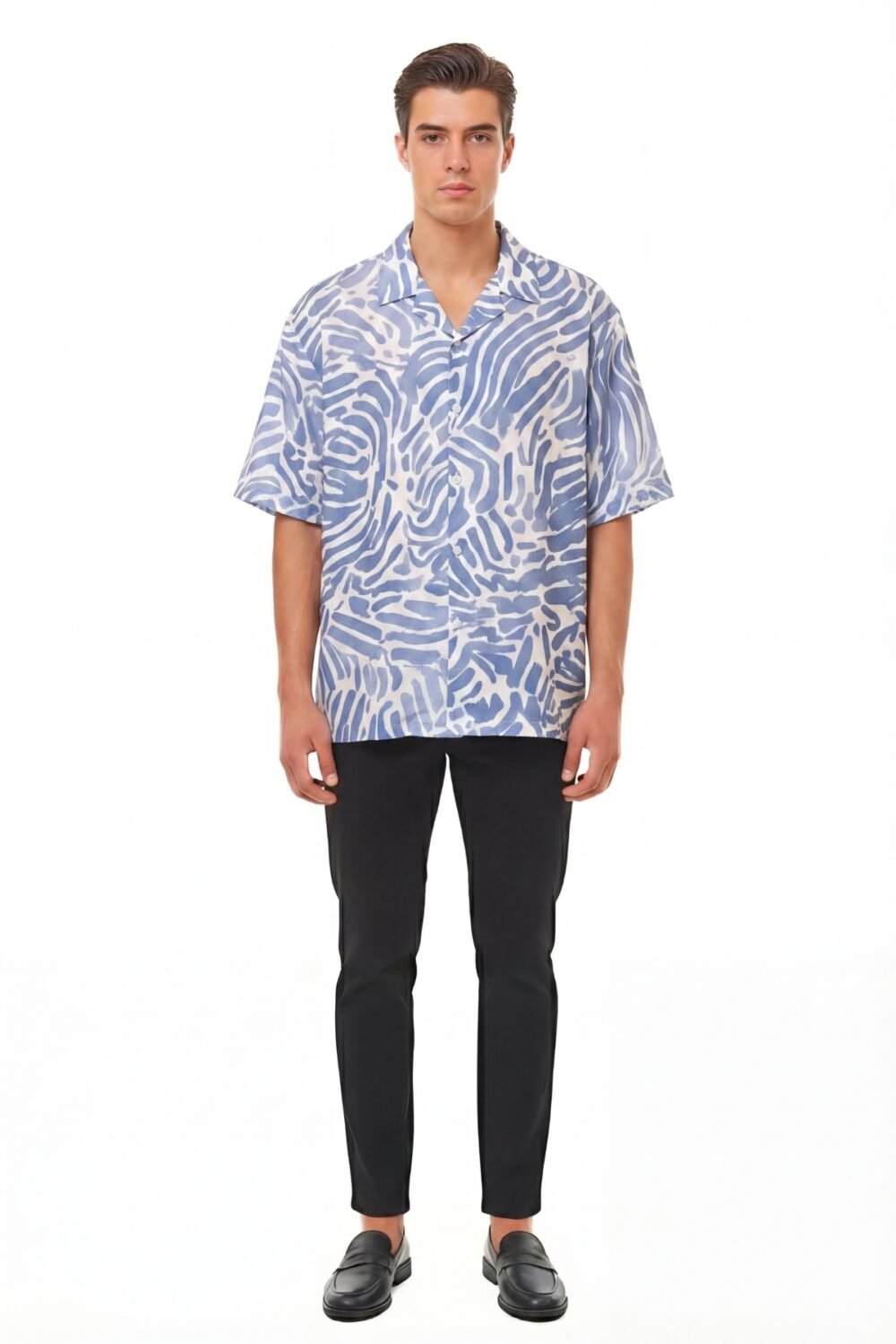 AZURE ZEBRA WASH OVERSIZED SHIRT