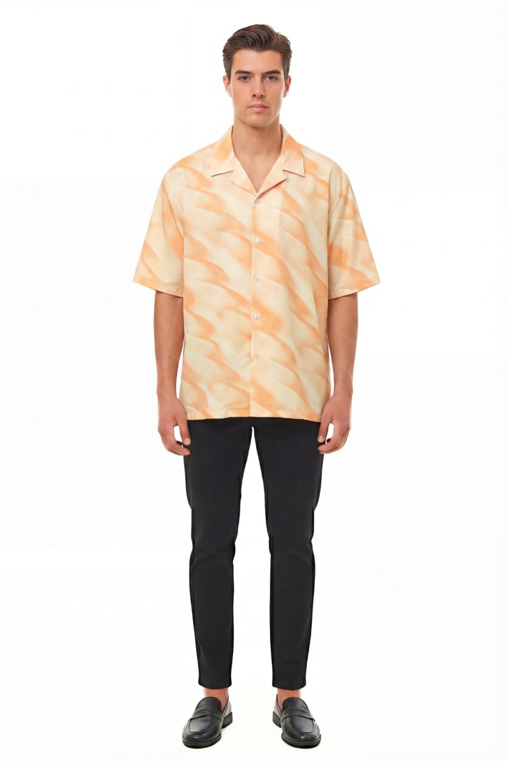 PEACH VELVET ABSTRACT OVERSIZED SHIRT
