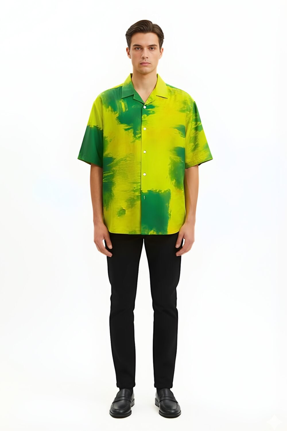 ACID LIME EXPRESSIONIST OVERSIZED SHIRT