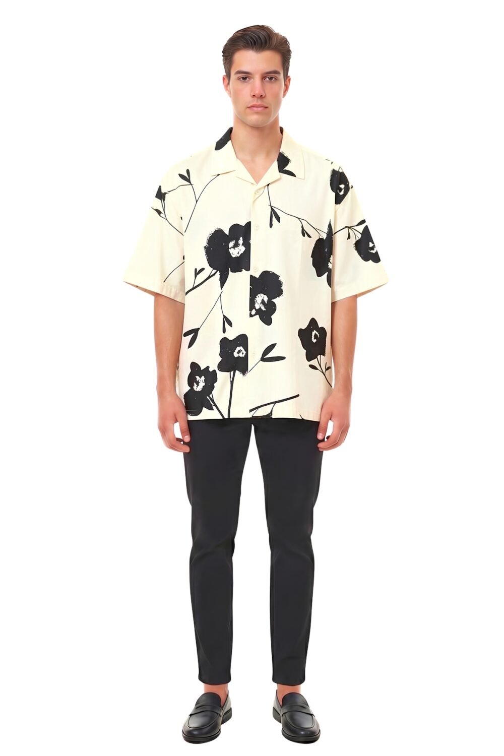 MONOCHROME BOTANICAL PRINT OVERSIZED SHIRT