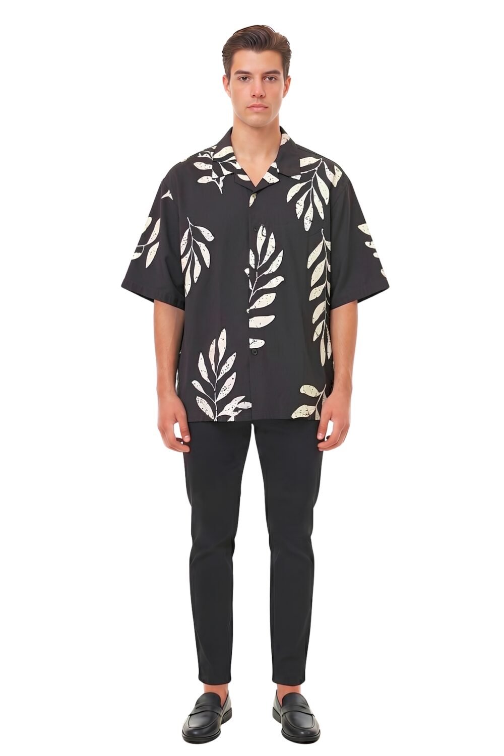 MIDNIGHT BOTANICAL LEAF OVERSIZED SHIRT