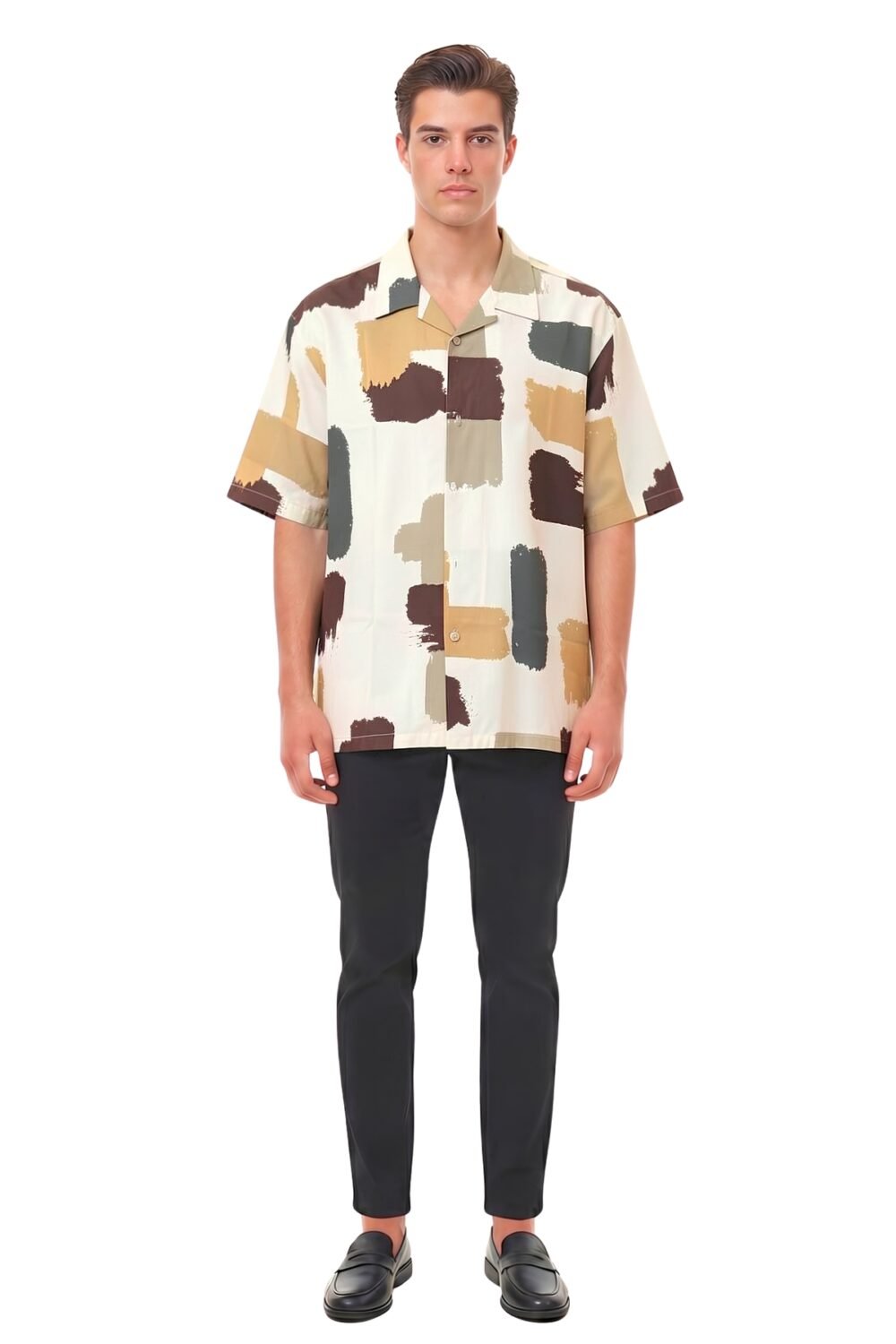 EARTH TONE BRUSHSTROKE OVERSIZED SHIRT