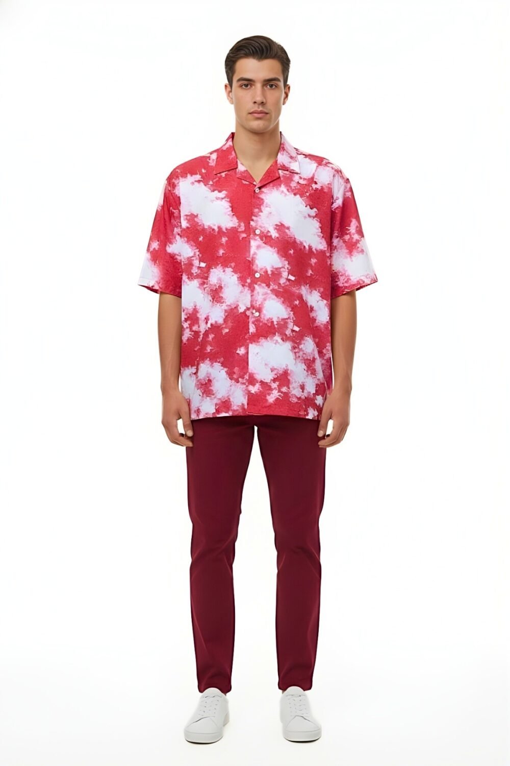 CRIMSON CLOUD BLEACH WASH OVERSIZED SHIRT