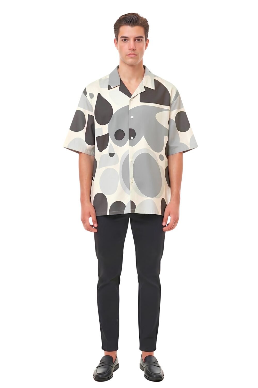 MONOCHROME ORGANIC SHAPE OVERSIZED SHIRT