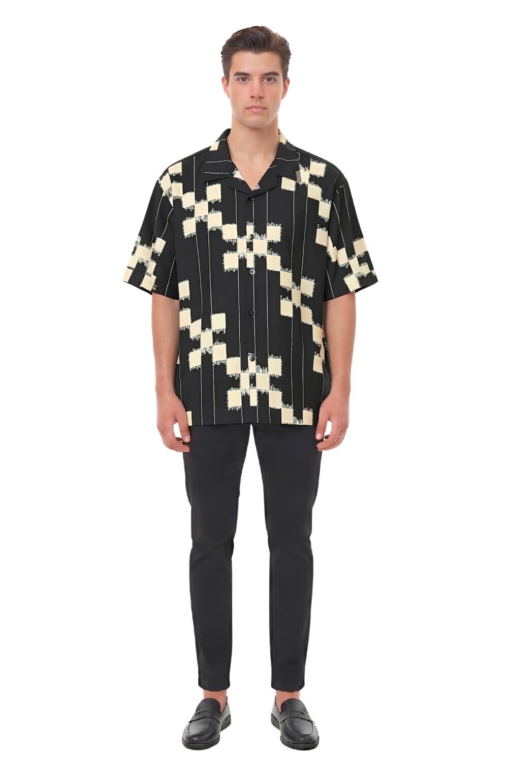 MONOCHROME DISTORTED CHECK OVERSIZED SHIRT