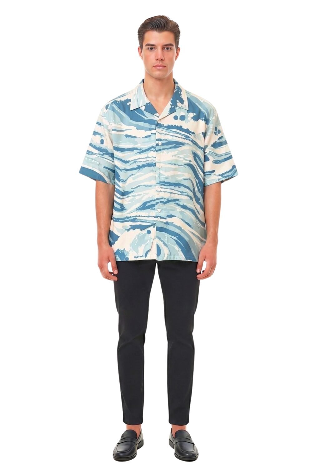 OCEANIC WAVE ABSTRACT OVERSIZED SHIRT