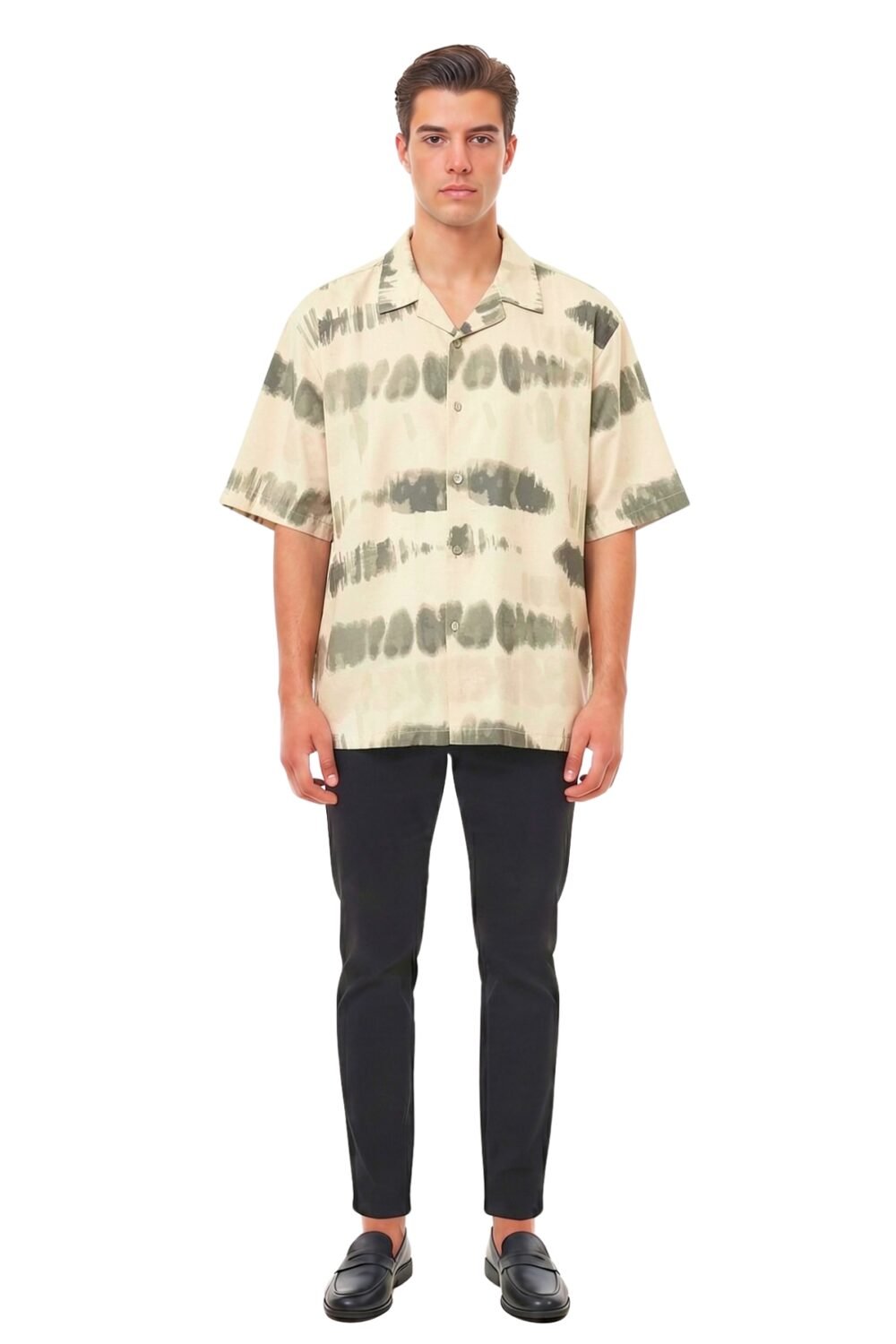 MUTED SAGE WATERCOLOR STRIPE OVERSIZED SHIRT