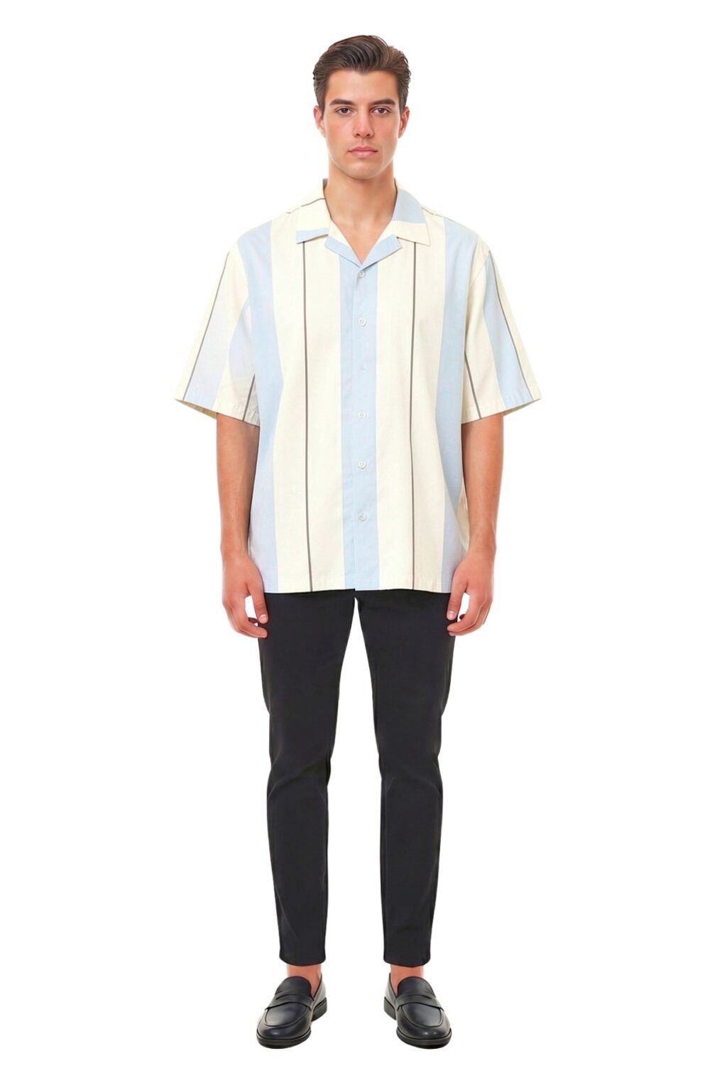 PASTEL BLUE CABANA STRIPE OVERSIZED SHIRT
