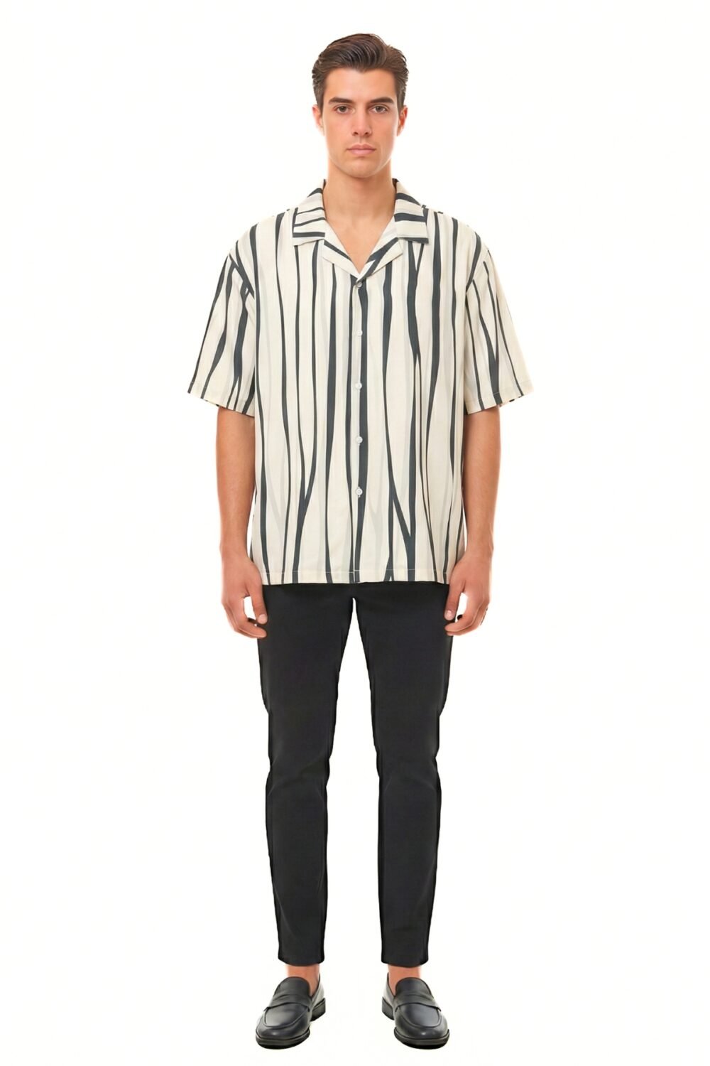 FLUID VERTICAL STRIPE OVERSIZED SHIRT