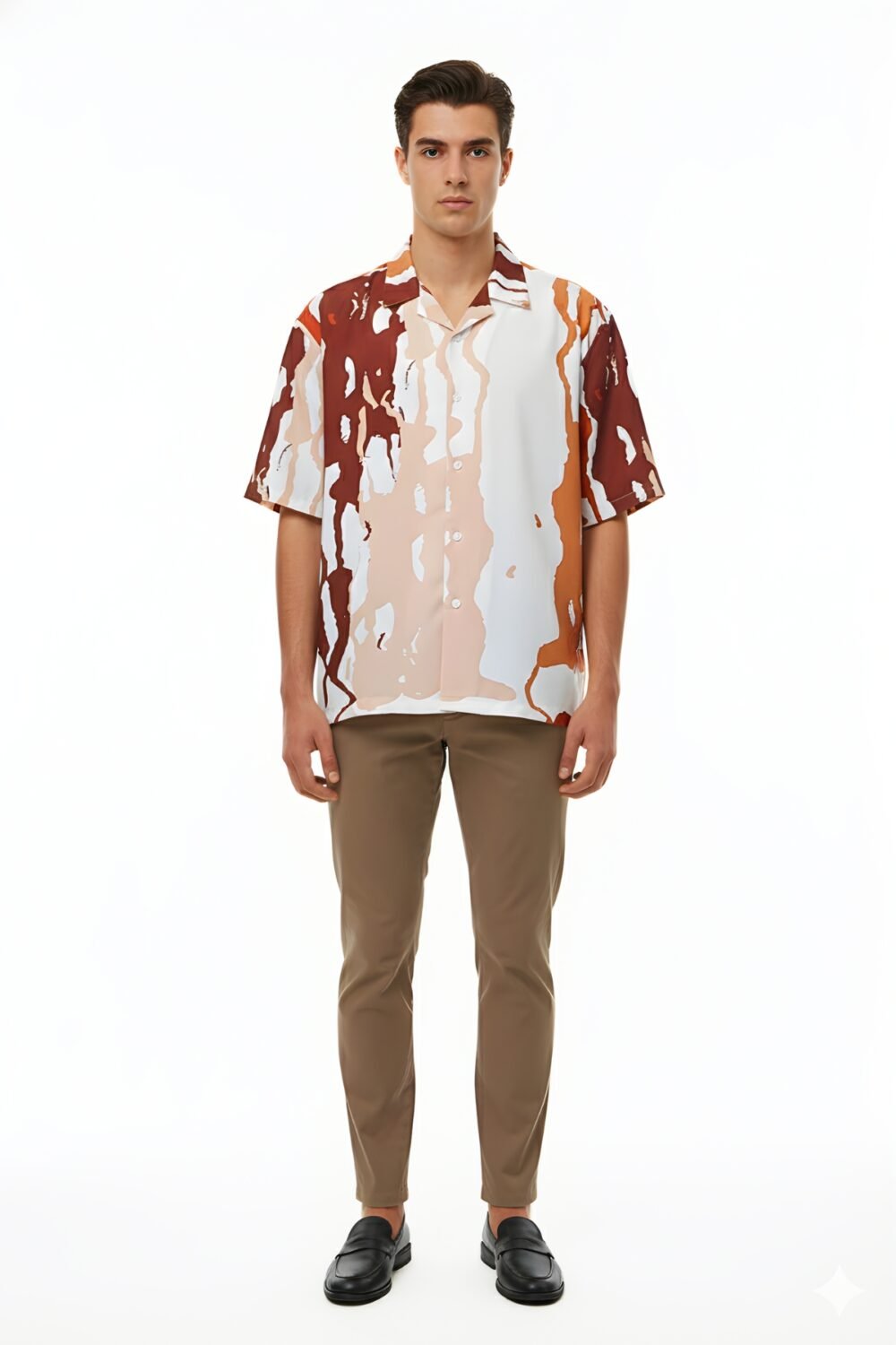 EARTH TONE FLUID ABSTRACT OVERSIZED SHIRT
