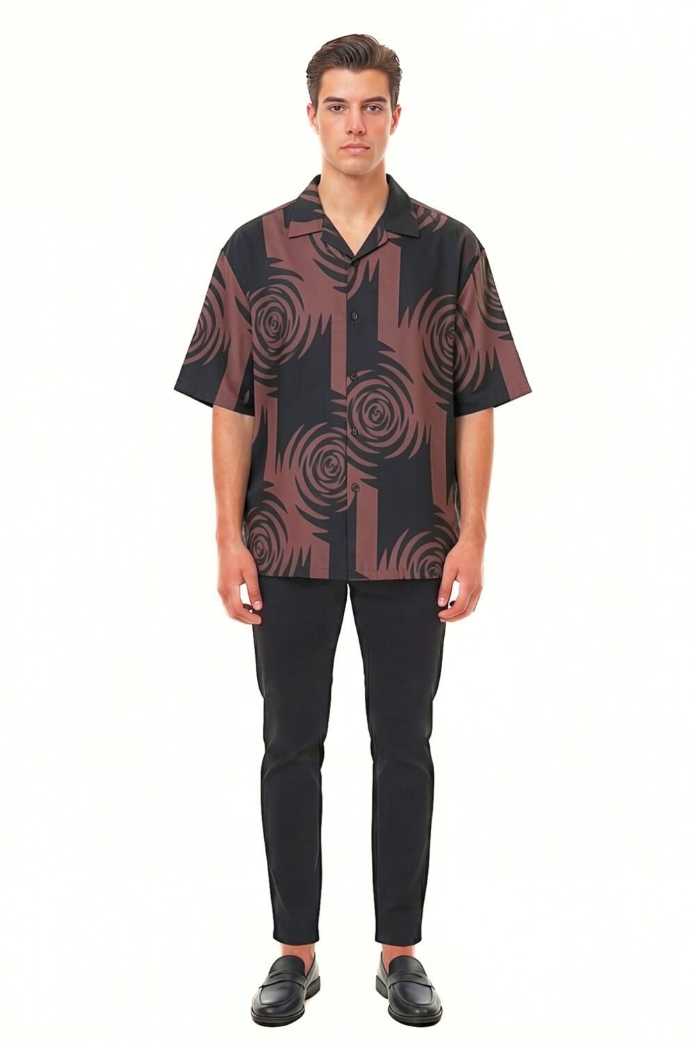 DARK PLUM ABSTRACT SWIRL OVERSIZED SHIRT