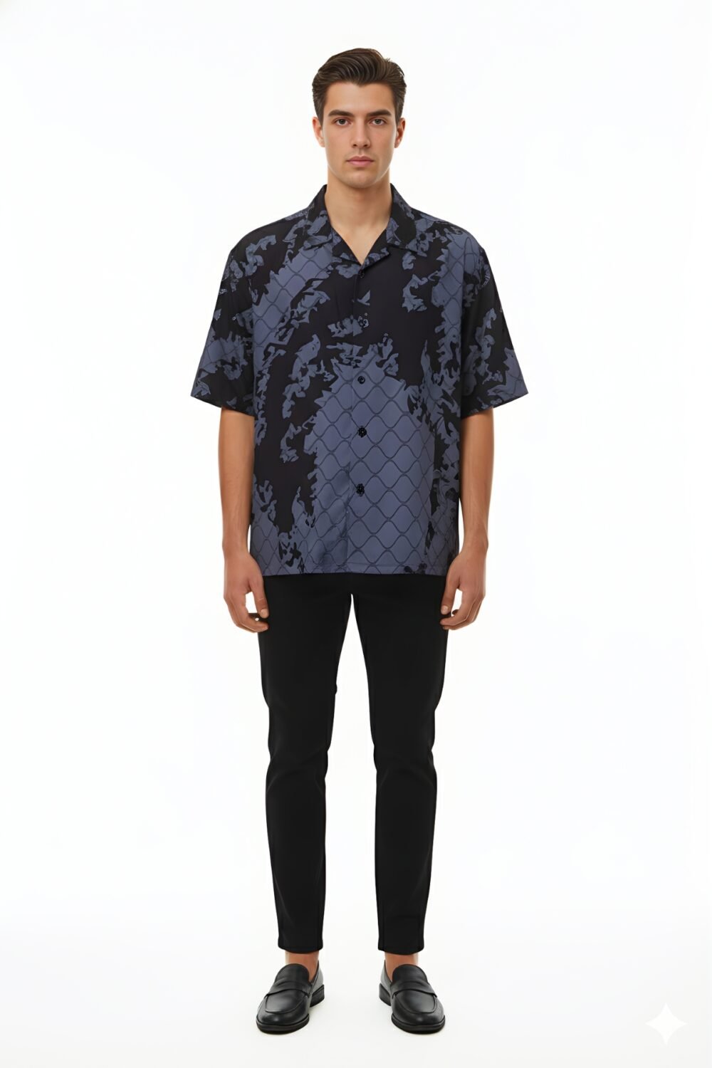 DARK SLATE INK SPLATTER OVERSIZED SHIRT