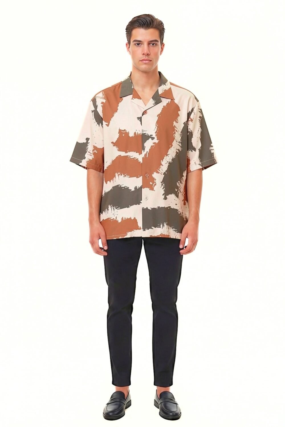 EARTH TONE BRUSHSTROKE OVERSIZED SHIRT