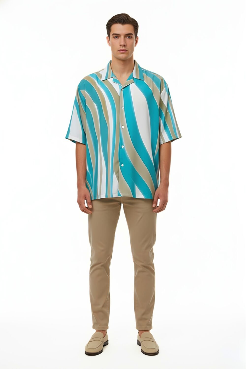 TEAL FLUID WAVE OVERSIZED SHIRT