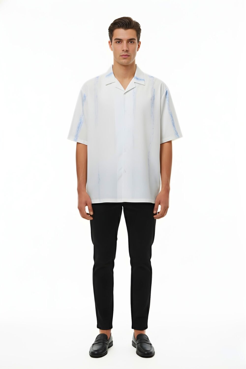 WHITE ICY BRUSHSTROKE OVERSIZED SHIRT