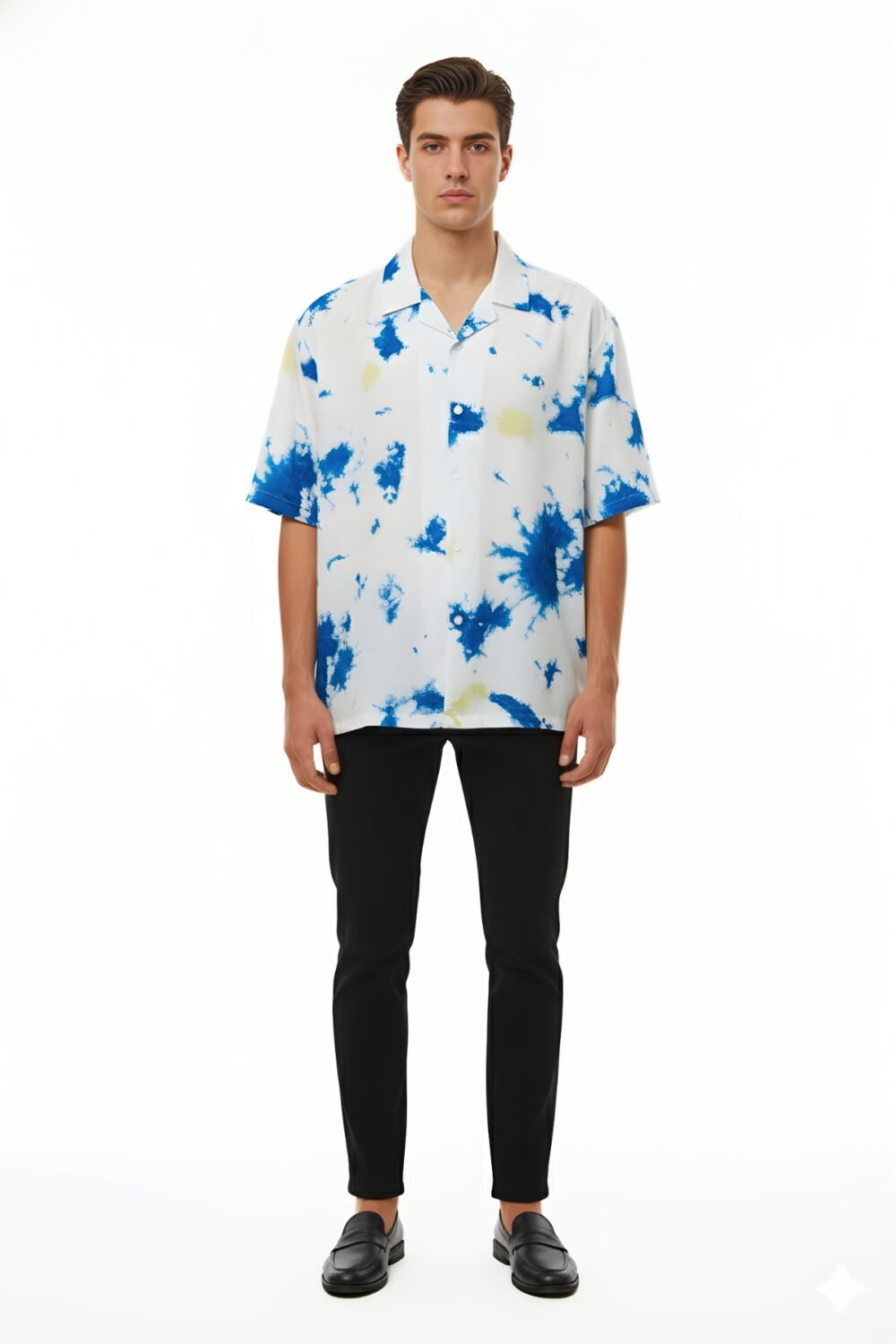 COBALT INK SPLATTER OVERSIZED SHIRT
