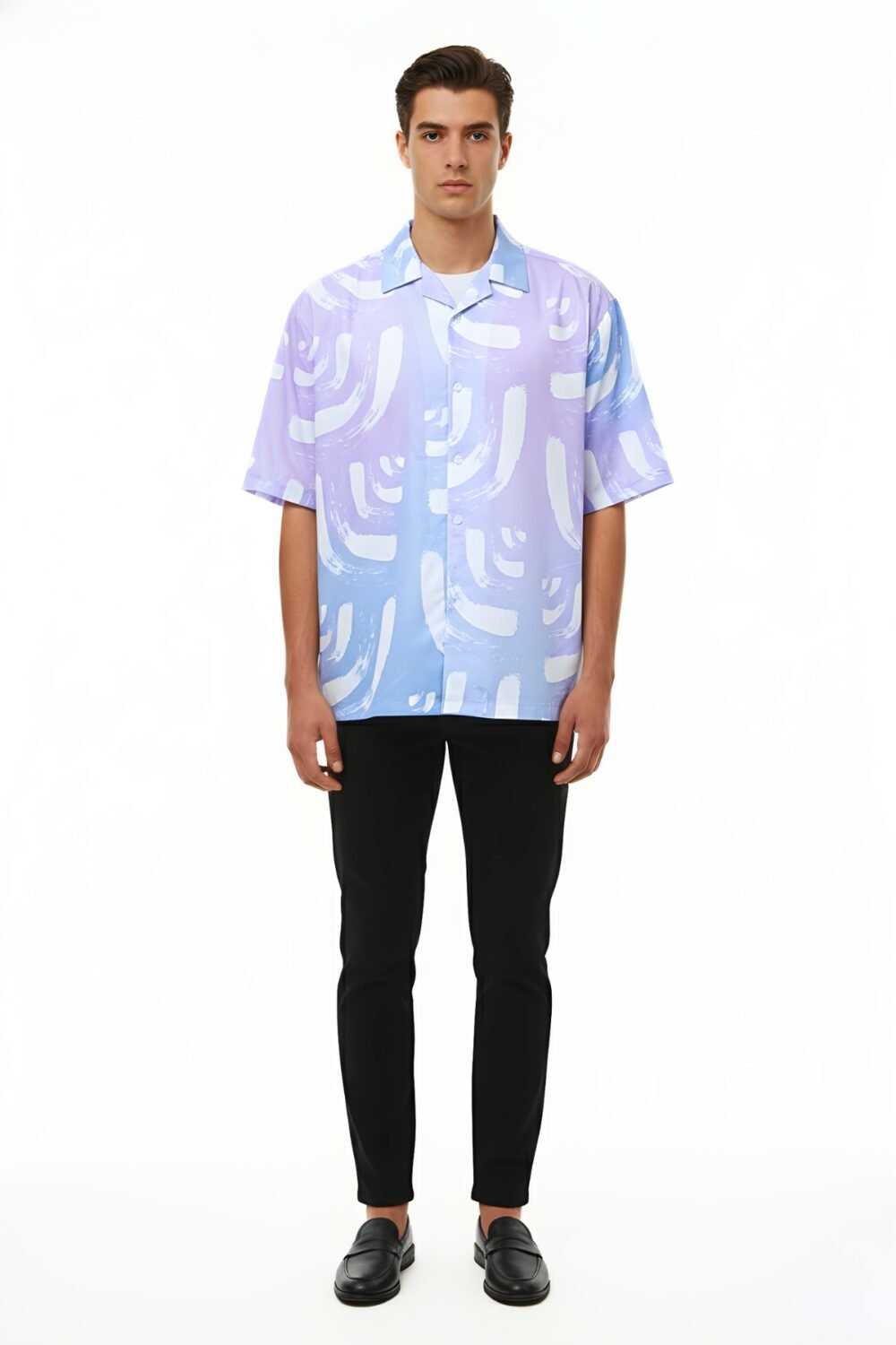 PASTEL GRADIENT BRUSHSTROKE OVERSIZED SHIRT