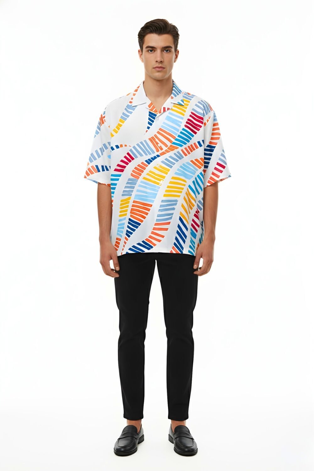 VIBRANT ABSTRACT WAVE OVERSIZED SHIRT
