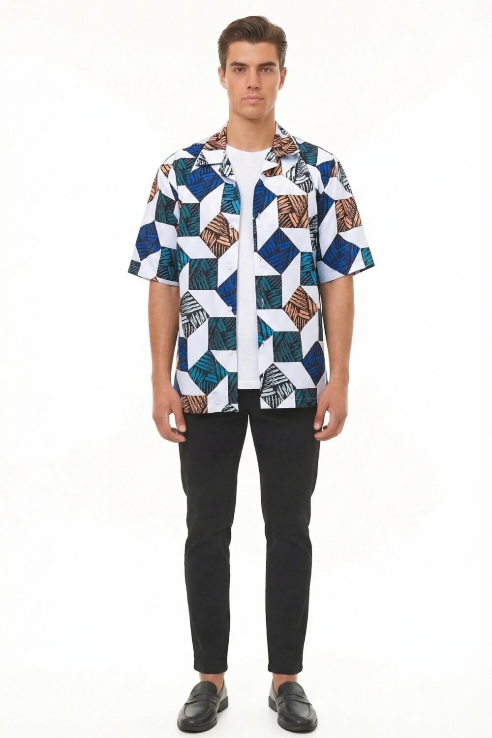 SKETCHED GEOMETRIC CUBE OVERSIZED SHIRT