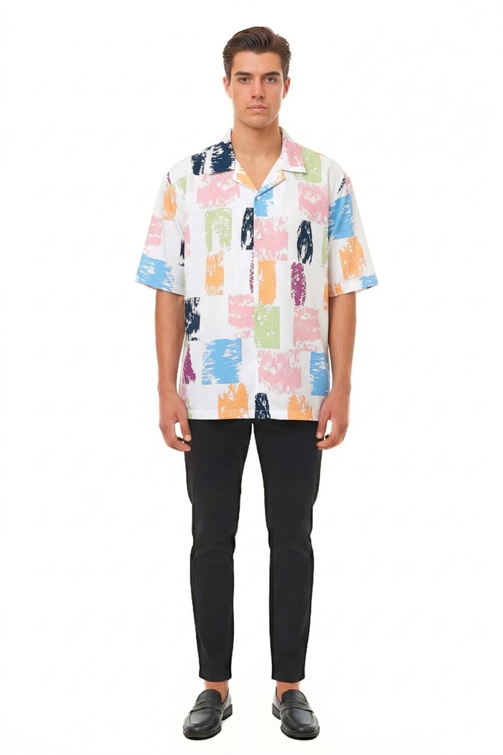 MULTI-COLOR BRUSHSTROKE BLOCK OVERSIZED SHIRT