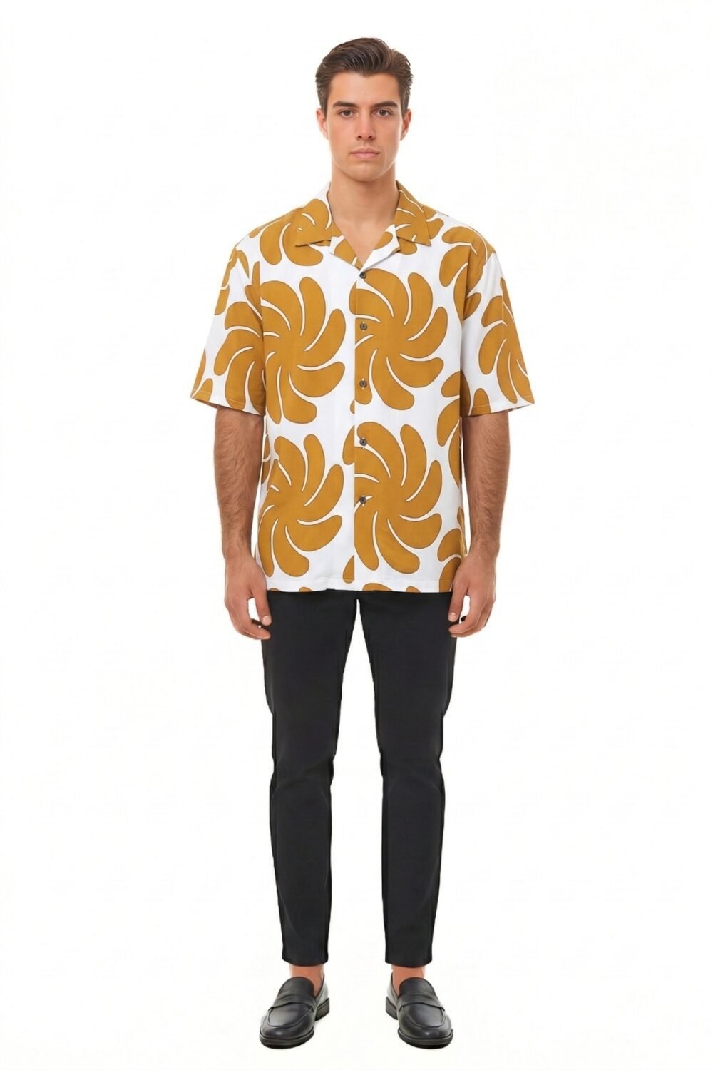 MUSTARD RETRO PINWHEEL OVERSIZED SHIRT