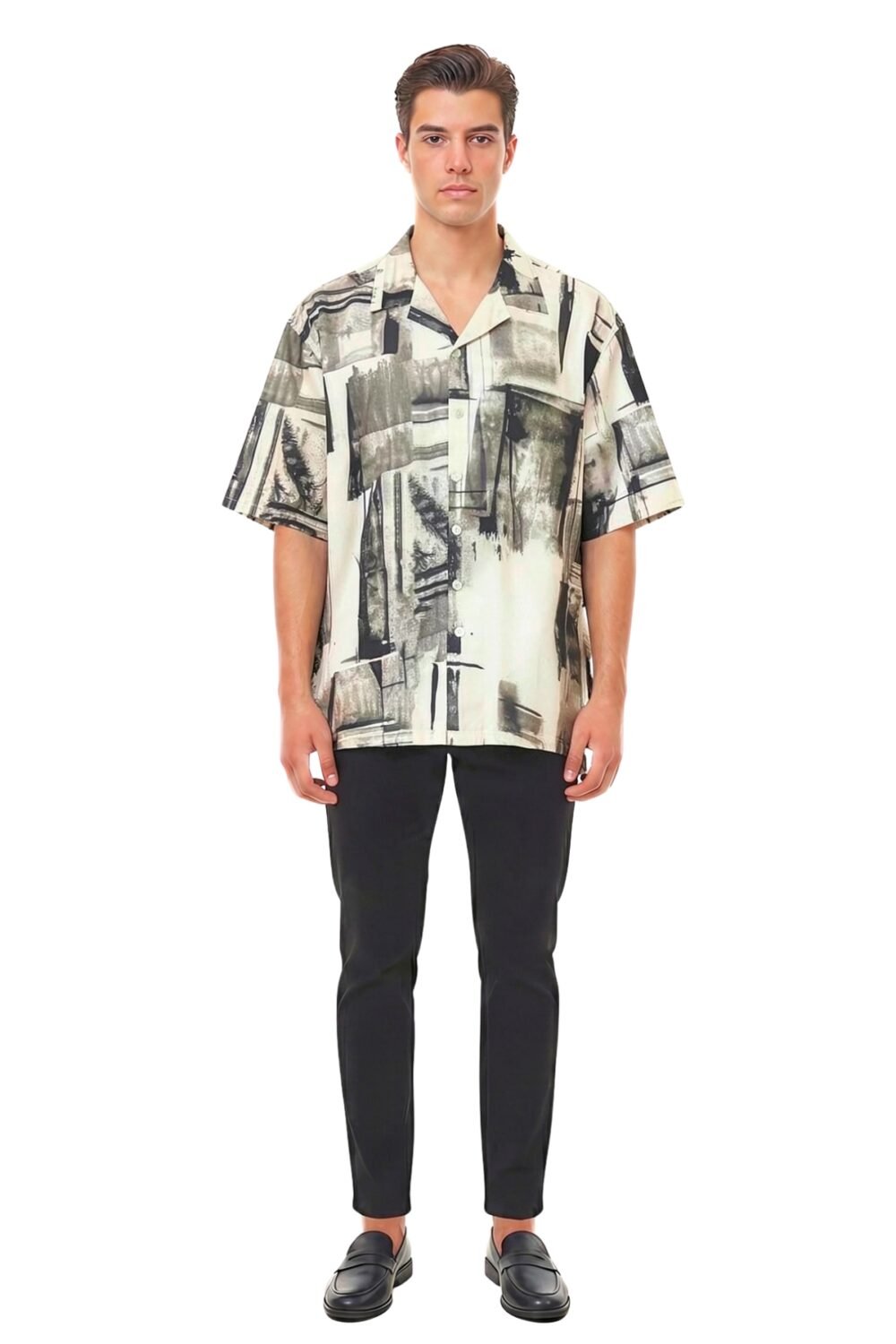 MONOCHROME ABSTRACT INK OVERSIZED SHIRT