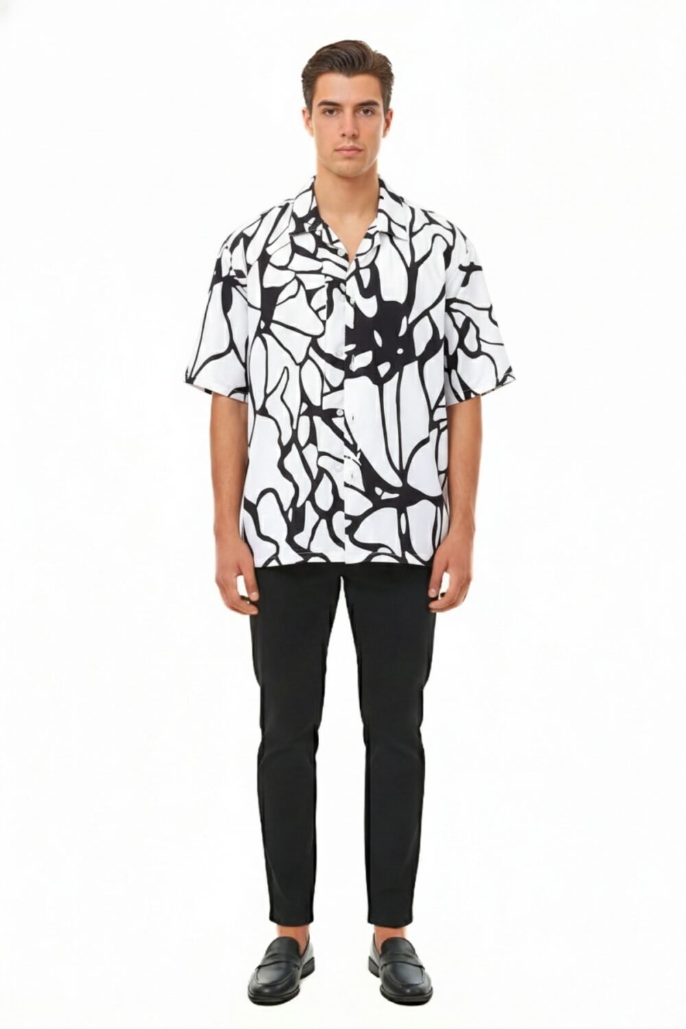 MONOCHROME SHATTERED ABSTRACT OVERSIZED SHIRT