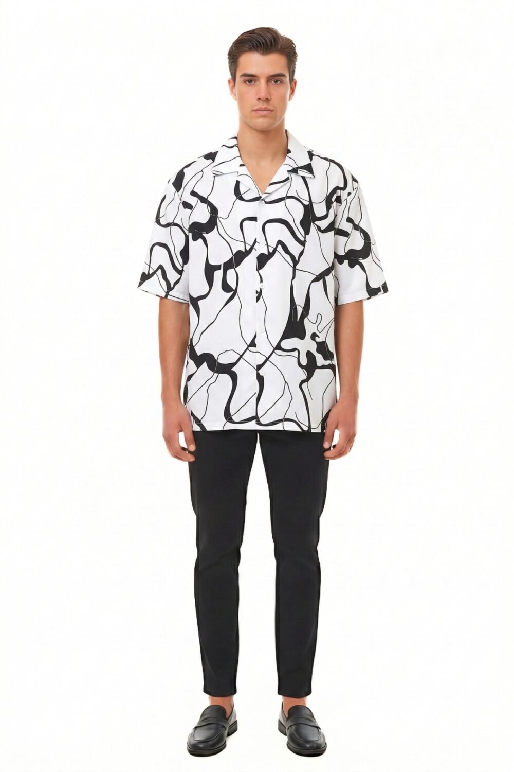 MONOCHROME LIQUID LINE OVERSIZED SHIRT