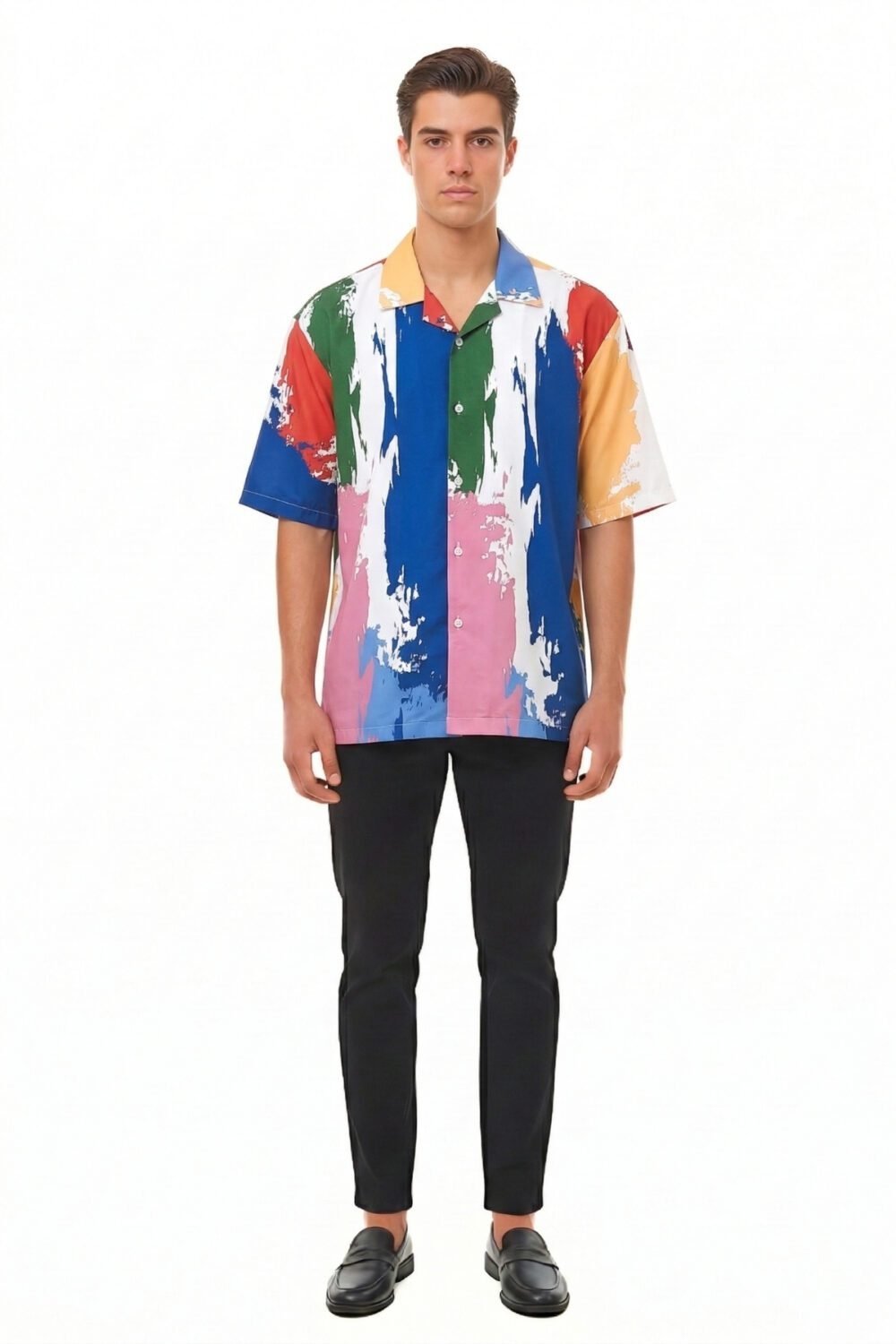 VIBRANT BRUSHSTROKE ABSTRACT OVERSIZED SHIRT