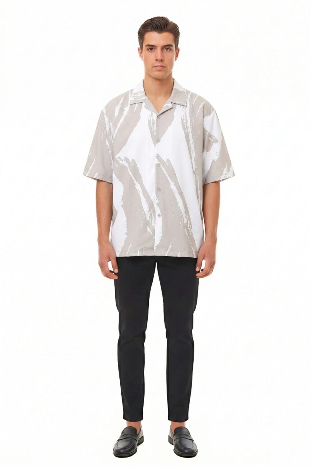 GREY SWEEPING BRUSHSTROKE OVERSIZED SHIRT