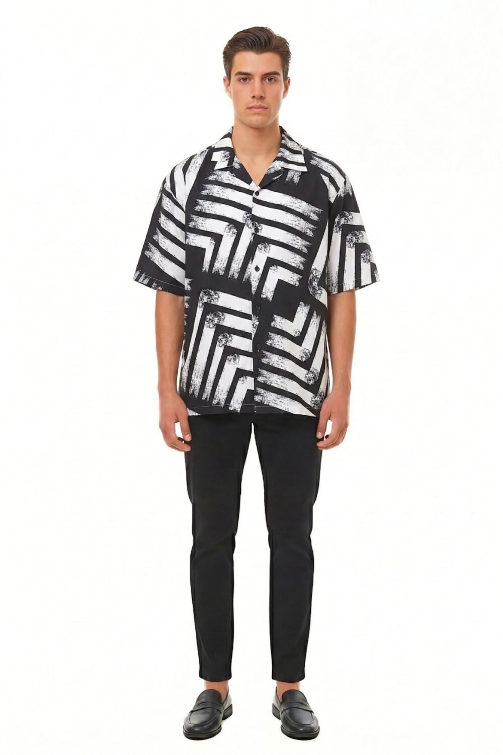 MONOCHROME DISTRESSED CHEVRON SHIRT