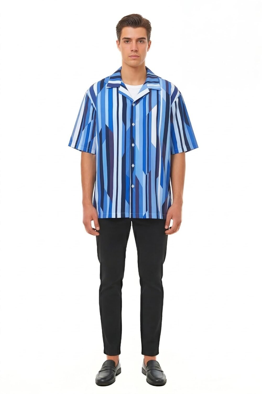BLUE FRACTURED STRIPE SHIRT