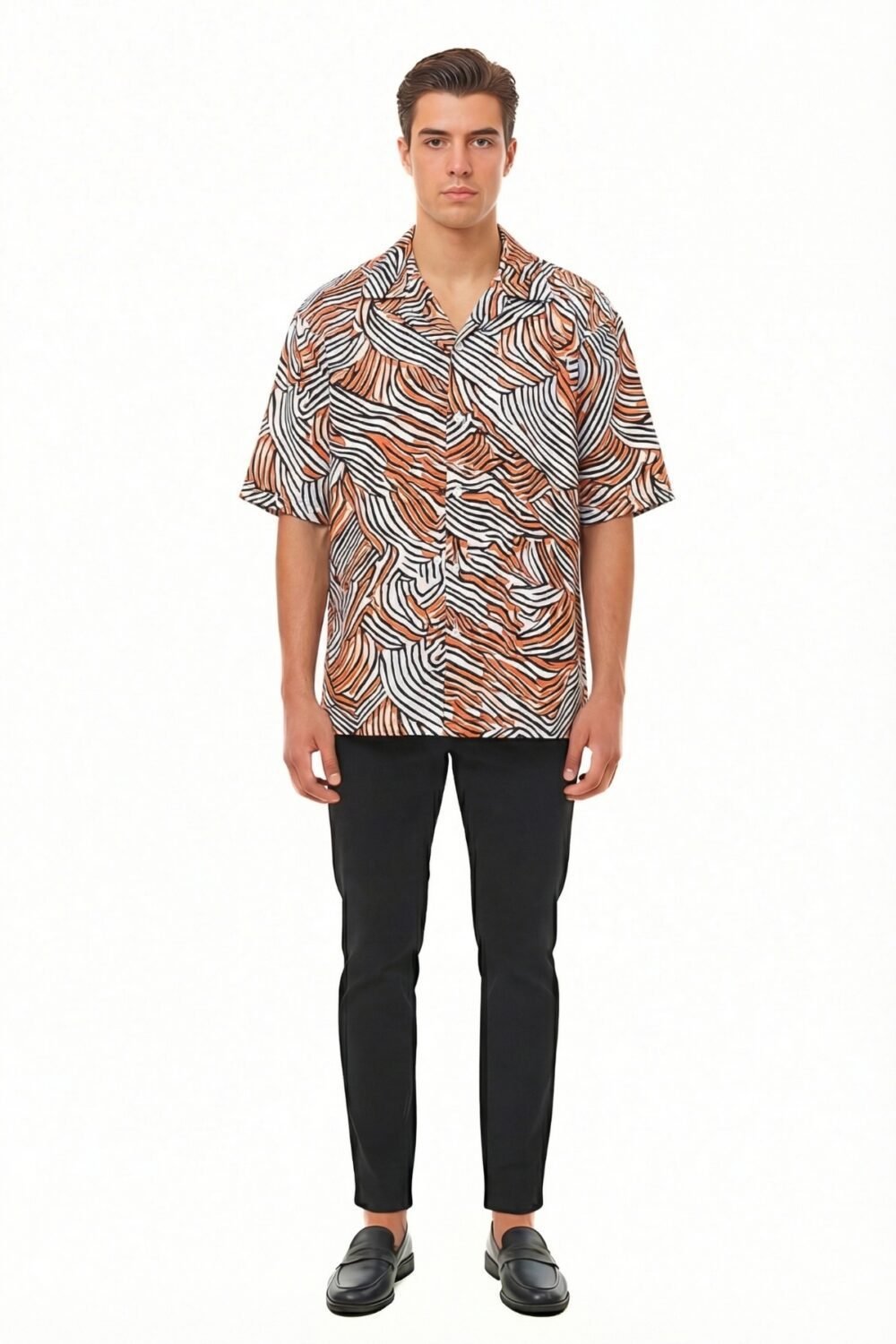 ORANGE & BLACK ABSTRACT WAVE SHIRT