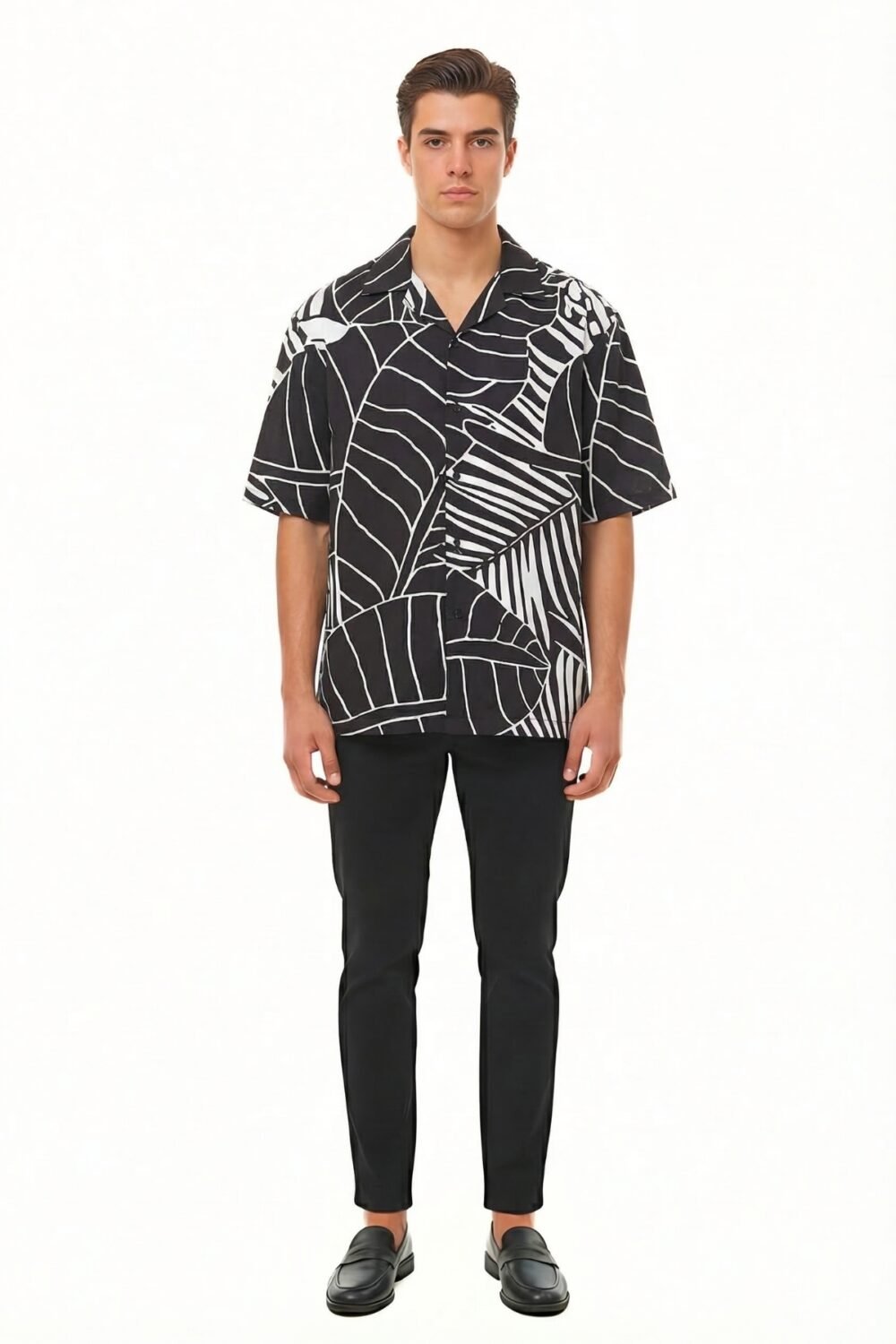 MONOCHROME ABSTRACT BOTANICAL SHIRT