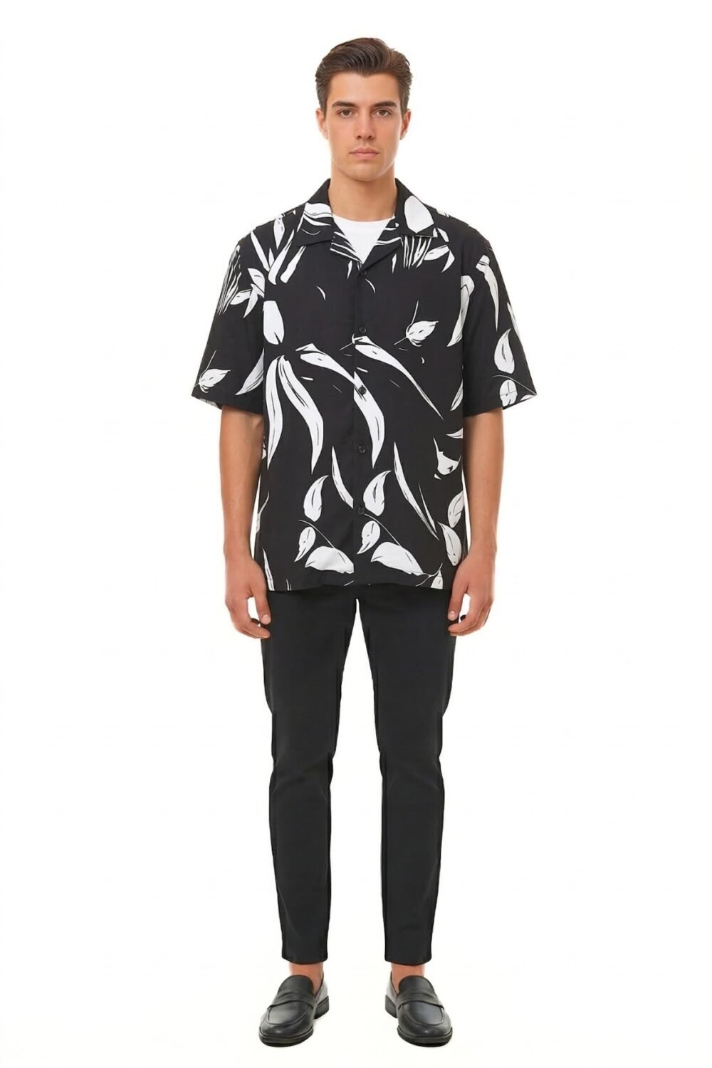 MONOCHROME ABSTRACT LEAF SHIRT