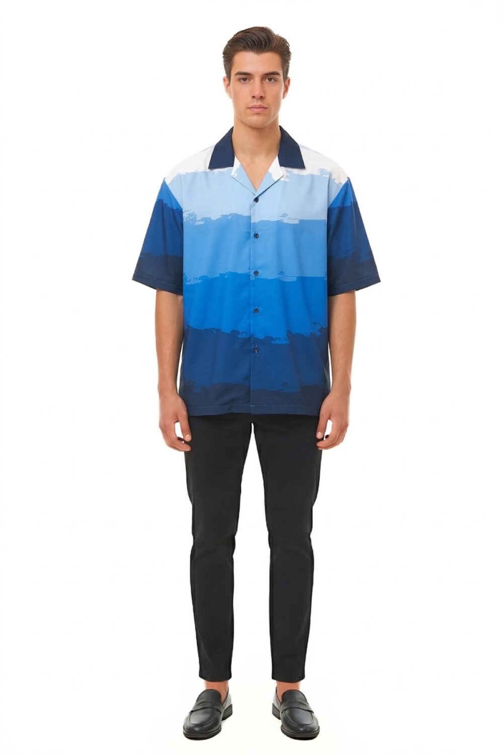 BLUE OMBRE BRUSHSTROKE SHIRT