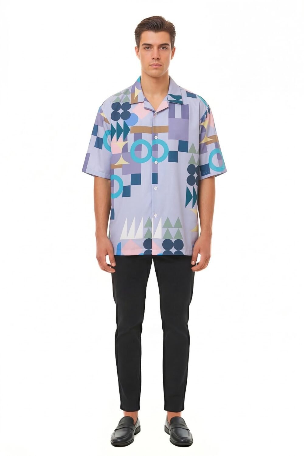 PERIWINKLE ABSTRACT GEOMETRIC SHIRT