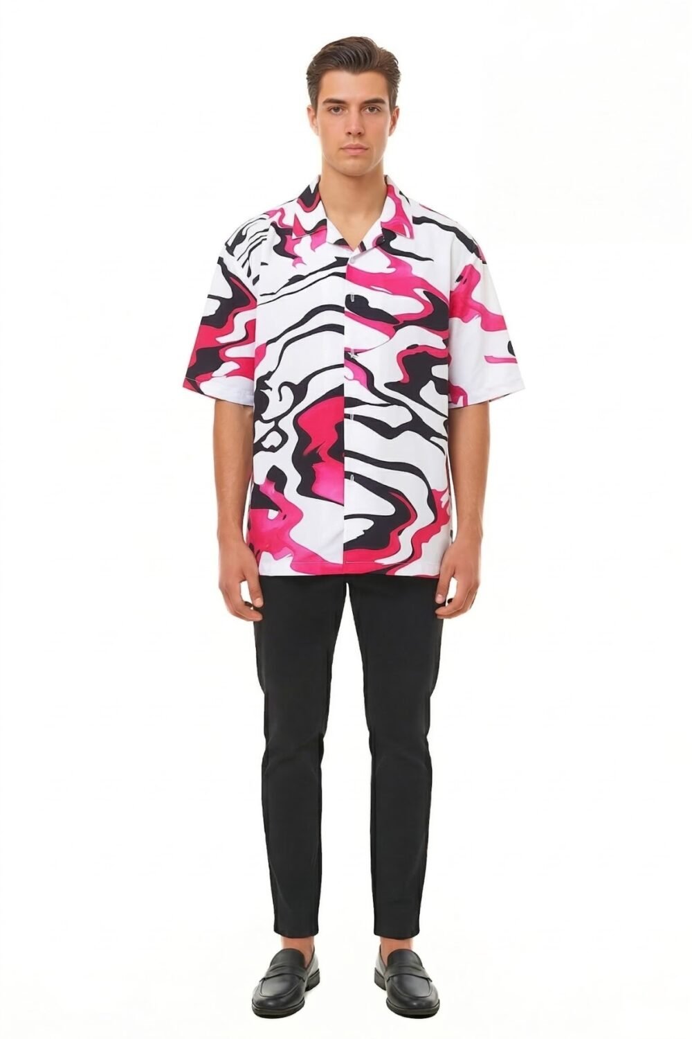 HOT PINK & BLACK LIQUID MARBLE SHIRT