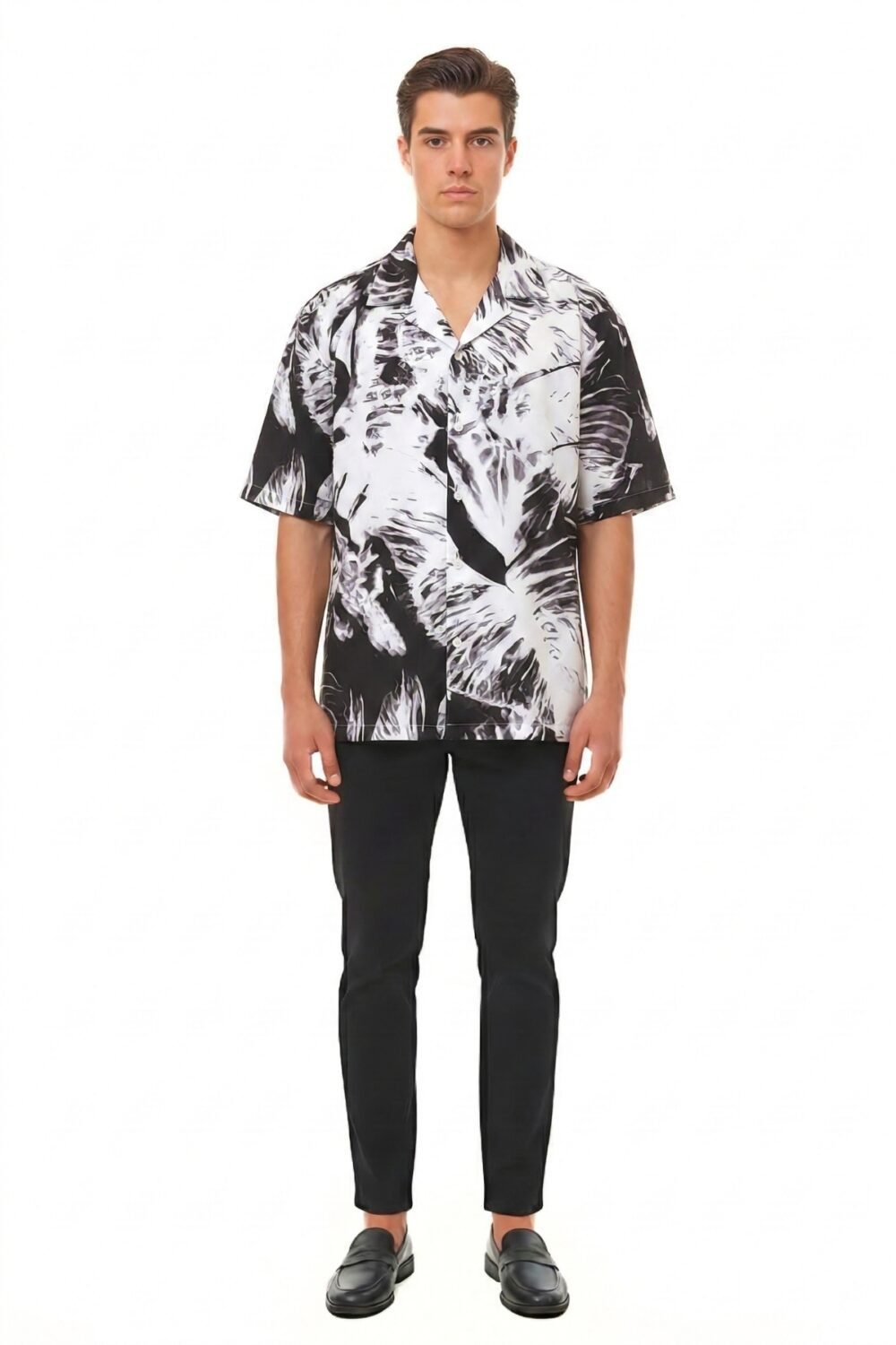 BLACK & WHITE ABSTRACT X-RAY BOTANICAL SHIRT