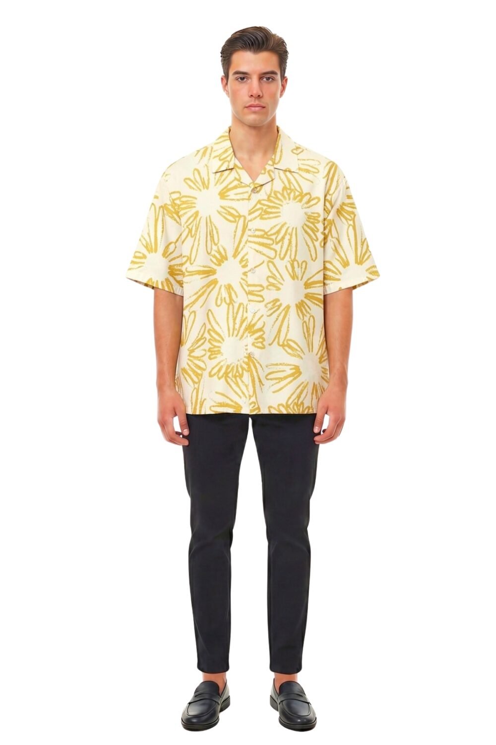CREAM & MUSTARD ABSTRACT DAISY SHIRT