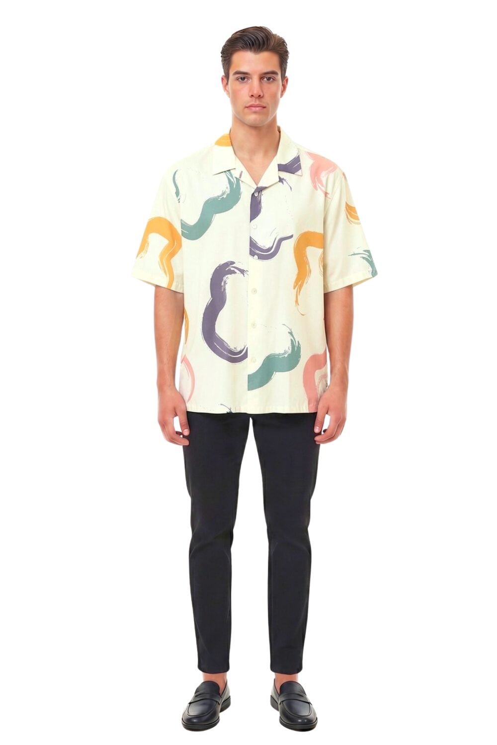 CREAM PASTEL ABSTRACT BRUSHSTROKE SHIRT