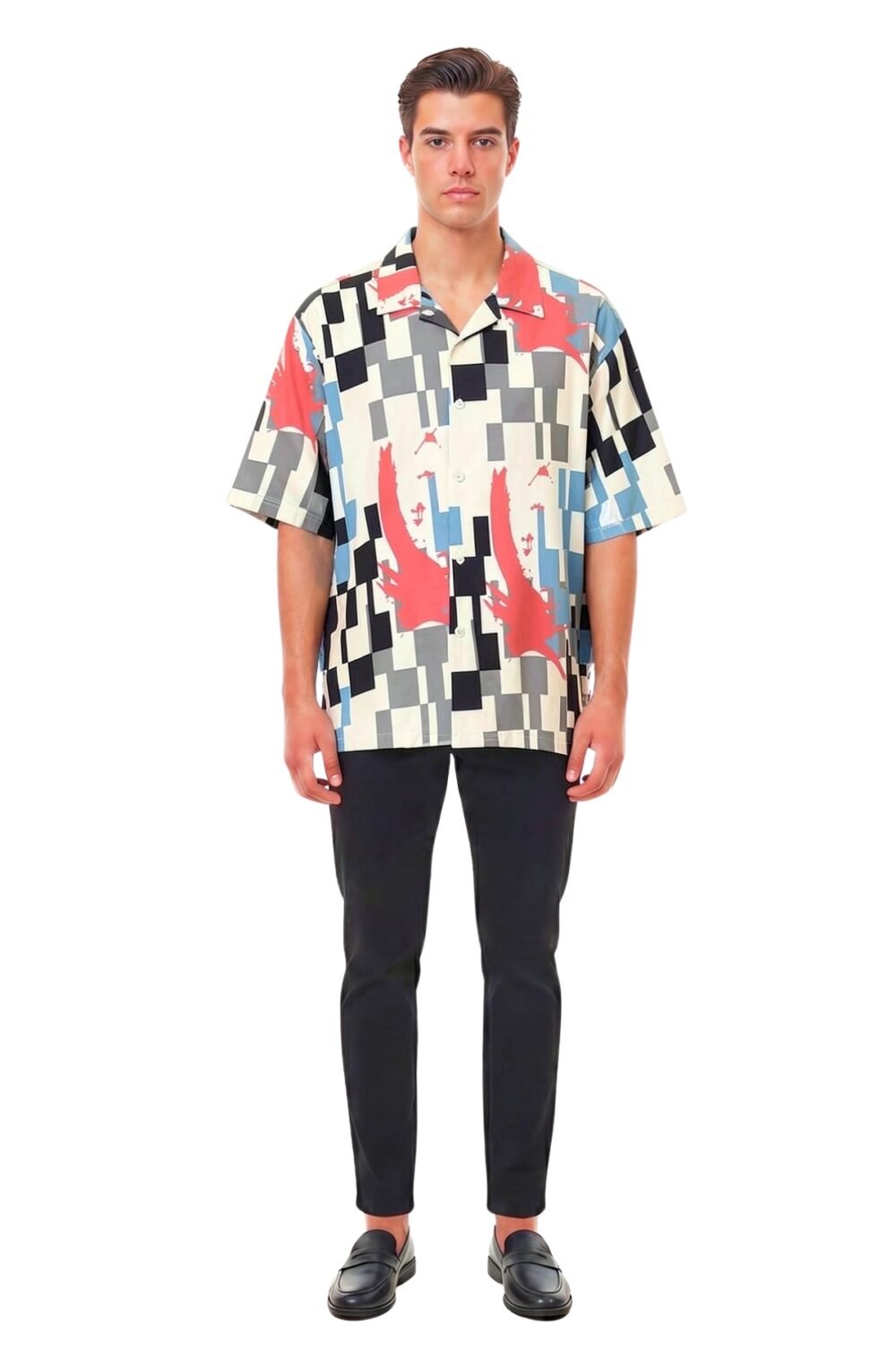 MULTICOLOR ABSTRACT GLITCH SPLATTER SHIRT