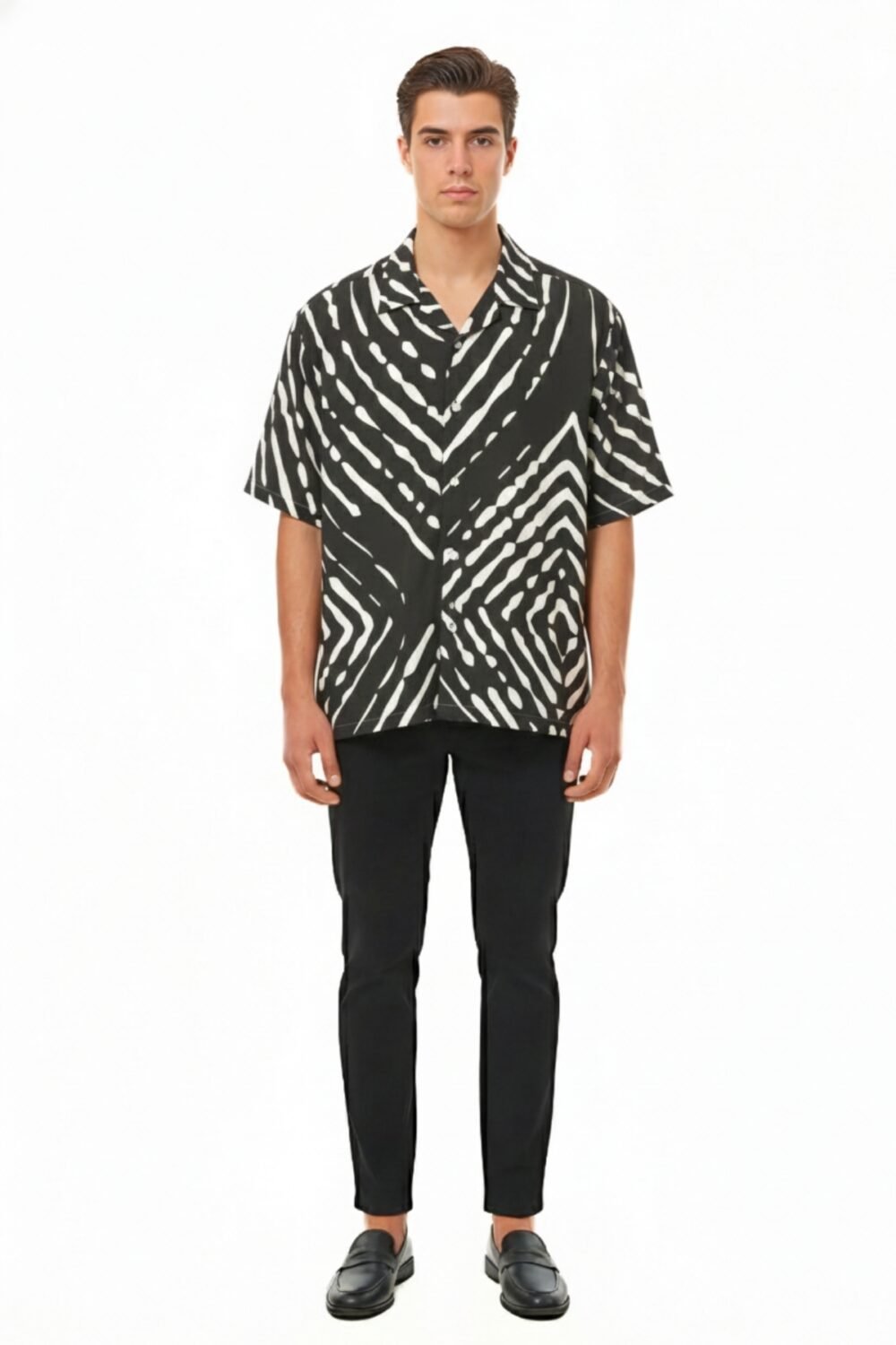 DARK OLIVE & CREAM ABSTRACT GEOMETRIC SHIRT